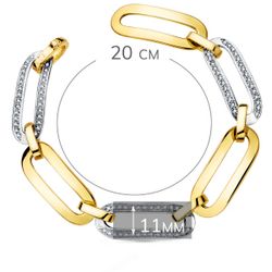 18K Pulsera Oro Bicolor Eslabones Redondos Ancho 11 Mm Largo 20Cm