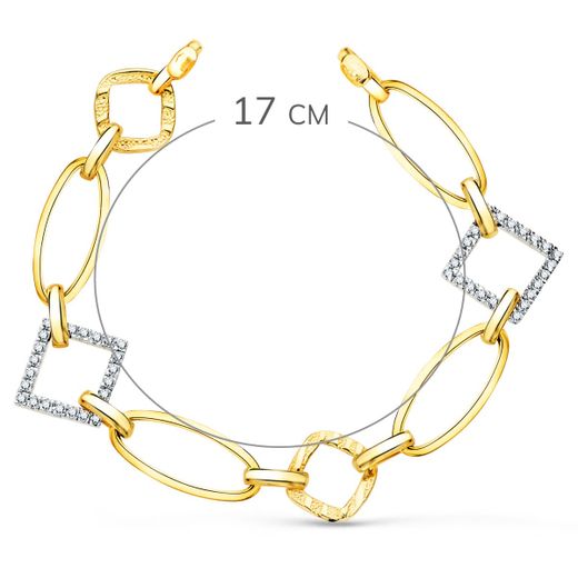 18K Pulsera Oro Bicolor Eslabones Y Circonita Ancho 16 Mm Largo 17Cm