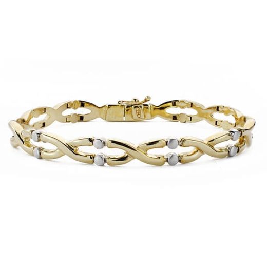 18K Pulsera Oro Bicolor Longitud 19Cm Ancho 7 Mm