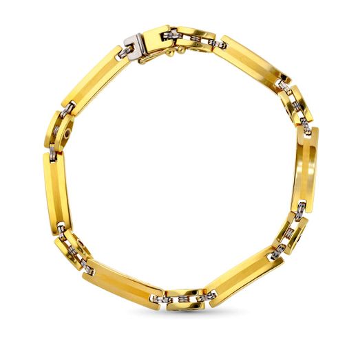 18K Pulsera Oro Bicolor Motivos Huecos Ancho: 5Mm. Largo: 20,5 Cm