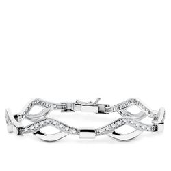 18K Pulsera Oro Blanco Circonita 18.5Cm