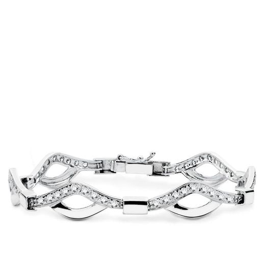 18K Pulsera Oro Blanco Circonita 18.5Cm