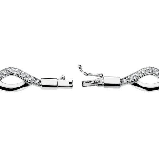 18K Pulsera Oro Blanco Circonita 18.5Cm