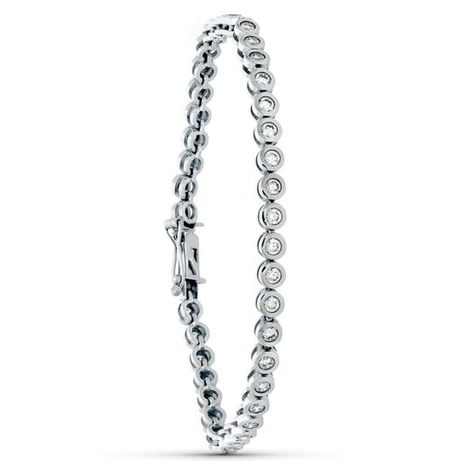18K Pulsera Oro Blanco Circonita 19.5 Cm