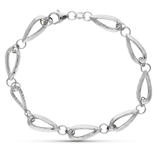 18K Pulsera Oro Blanco Circonita 19.5 Cm