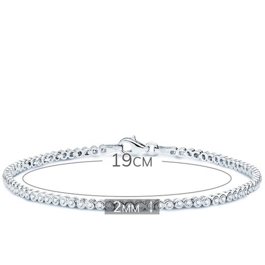 18K Pulsera Oro Blanco Circonita 19Cm