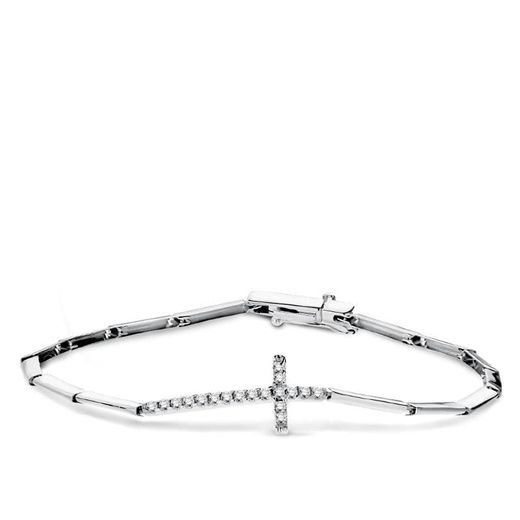 18K Pulsera Oro Blanco Cruz 19.5 Cm