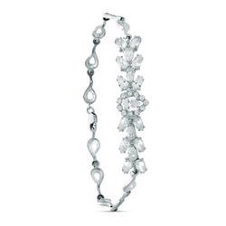 18K Pulsera Oro Blanco Juego Novia Circonita 18.50Cm Cierre Mosqueton