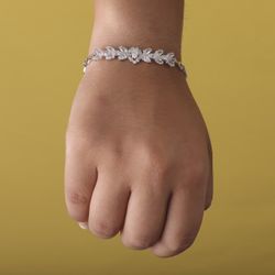 18K Pulsera Oro Blanco Juego Novia Circonita 18.50Cm Cierre Mosqueton