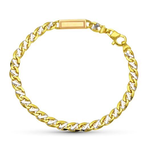 18K Pulsera Oro Tricolor Maciza Caballero