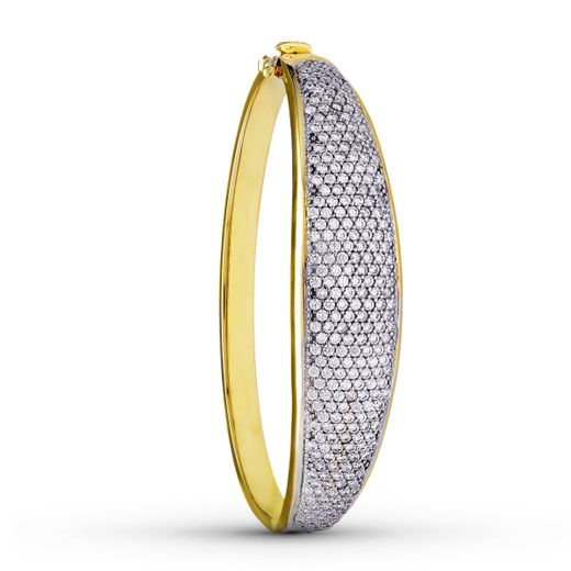 18K Pulsera Rigida Oro Bicolor Circonitas