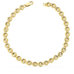 18K Pulsera Riviere Oro Amarillo 31 Diamantes. 0.434 Qts. Vs2-G 4.85 Mm 18.5 Cm