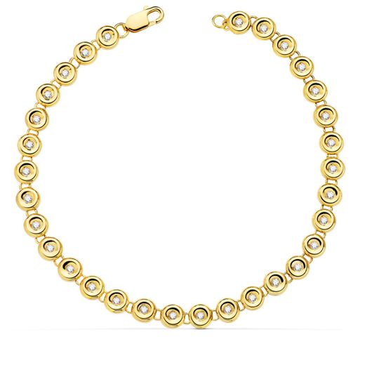 18K Pulsera Riviere Oro Amarillo 31 Diamantes. 0.434 Qts. Vs2-G 4.85 Mm 18.5 Cm