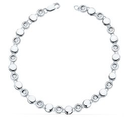 18K Pulsera Riviere Oro Blanco 16 Diamantes 0,240 Qts. 4,85 Mm G-Vs2. Largo: 18,5 Cm