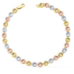 18K Pulsera Riviere Oro Tricolor 31 Diamantes. 0.434 Qts. 4.85 Mm 18.5 Cm G-Vs2