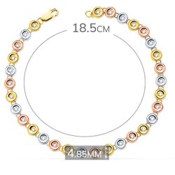 18K Pulsera Riviere Oro Tricolor 31 Diamantes. 0.434 Qts. 4.85 Mm 18.5 Cm G-Vs2