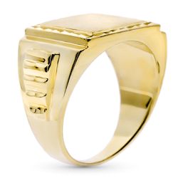 18K Sello Macizo Caballero Oro Amarillo Tallado Cabeza Cuadrada 20 X15 Mm