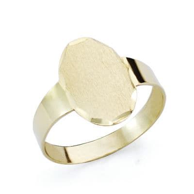 18K Sello Oro Amarillo Bebe Oval Borde Tallado. Medida: 11,5 X 7 Mm