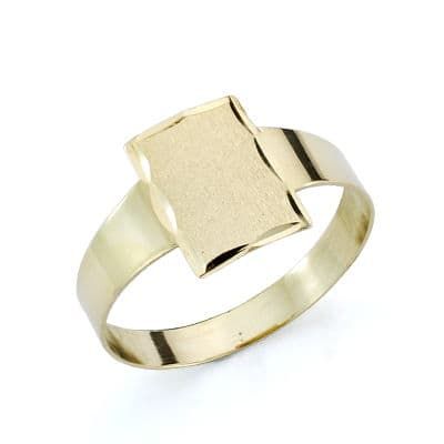 18K Sello Oro Amarillo Bebe Rectangular Borde Tallado. Medida: 8,5 X 6 Mm