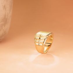 18K Sello Oro Amarillo Caballero Cuadrado Tipo Rolex. Zona Grabado: 14X14 Mm