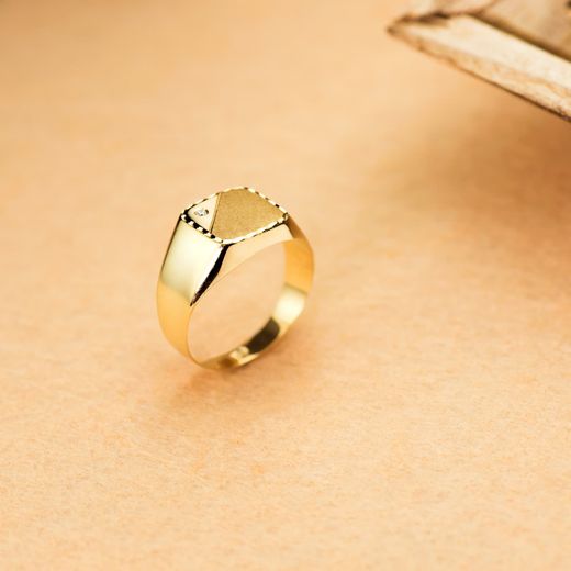 18K Sello Oro Amarillo Caballero Hueco En Brillo Con Circonita Cabeza 12X11 Mm