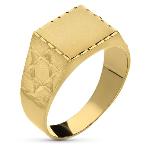 18K Sello Oro Amarillo Caballero Labrado Estrella