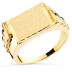 18K Sello Oro Amarillo Caballero Macizo Cuadrado 12 X 14Mm