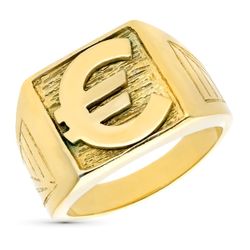 18K Sello Oro Amarillo Caballero Macizo Euro Cuadrado 15X15 Mm