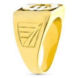 18K Sello Oro Amarillo Caballero Macizo Euro Cuadrado 15X15 Mm