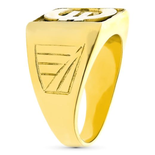 18K Sello Oro Amarillo Caballero Macizo Euro Cuadrado 15X15 Mm
