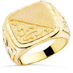 18K Sello Oro Amarillo Caballero Macizo Tallado Brillo Cabeza: 20X19 Mm
