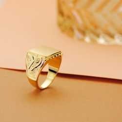 18K Sello Oro Amarillo Caballero Macizo Tallado Zona Grabado: 14X14 Mm