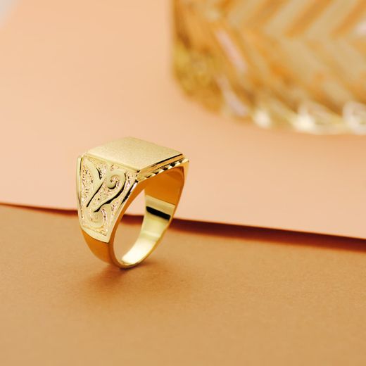 18K Sello Oro Amarillo Caballero Macizo Tallado Zona Grabado: 14X14 Mm