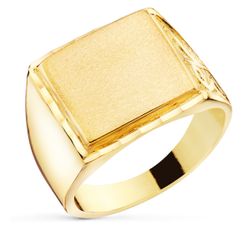 18K Sello Oro Amarillo Caballero Macizo Tallado Zona Grabado: 14X14 Mm