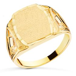 18K Sello Oro Amarillo Caballero Macizo Tallado Zona Grabado: 15X12 Mm