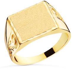 18K Sello Oro Amarillo Caballero Macizo Tallado Zona Grabado: 15X14 Mm