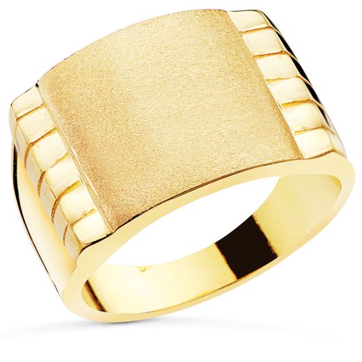 18K Sello Oro Amarillo Caballero Macizo Talladozona Grabado 15X15 Mm