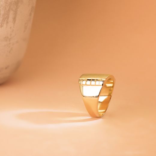18K Sello Oro Amarillo Caballero Macizo Talladozona Grabado 15X15 Mm
