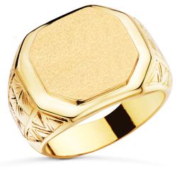 18K Sello Oro Amarillo Caballero Mate Y Brillo. Zona Grabado 14X15 Mm