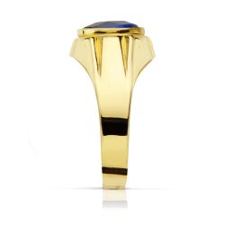 18K Sello Oro Amarillo Caballero Piedra Oval Zafiro Spinel 10 X8 Mm
