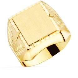 18K Sello Oro Amarillo Caballero Tallado Hueco. Zona Grabado: 18X16 Mm