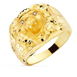 18K Sello Oro Amarillo Cabeza De Leon Ancho 15 Mm