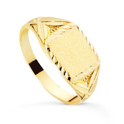 18K Sello Oro Amarillo Cadete Macizo Y Tallado. Zona Grabado: 10X9 Mm