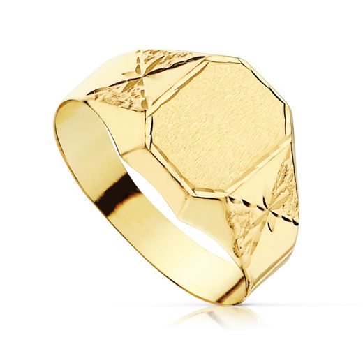 18K Sello Oro Amarillo Cadete Tallado Hueco. Ancho Grabado: 9 X 7.5Mm