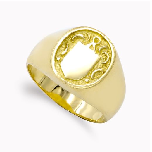 18K Sello Oro Amarillo Heraldico Cabeza Oval