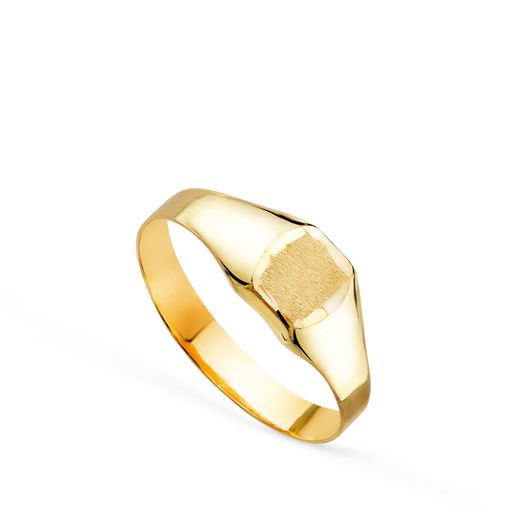 18K Sello Oro Amarillo Hueco Bebe O Meñique Rectangular Brillo. Zona Grabado 4,5X3,5 Mm