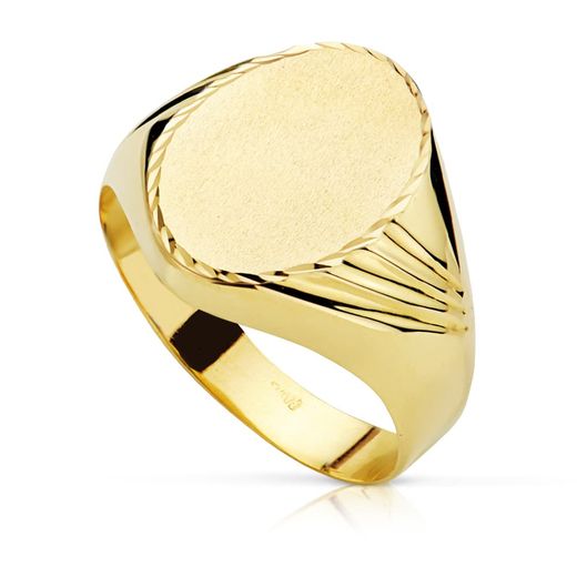 18K Sello Oro Amarillo Hueco Caballero Oval. Zona Grabado: 15X11 Mm
