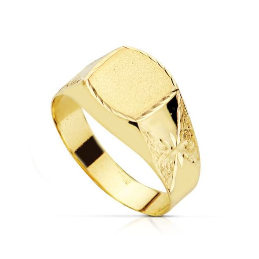 18K Sello Oro Amarillo Hueco Lateral Tallado Estrellas. Ancho Grabado: 8X8Mm