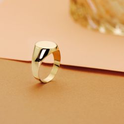18K Sello Oro Amarillo Hueco Liso En Brillo. Zona Grabado: 13X10 Mm