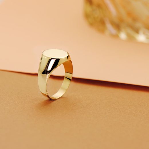 18K Sello Oro Amarillo Hueco Liso En Brillo. Zona Grabado: 13X10 Mm